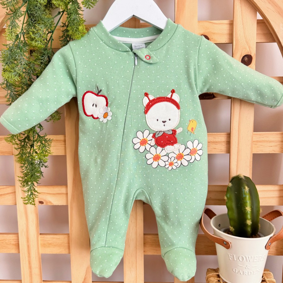 Macacão Trape Zape zíper- ursinha abelha verde